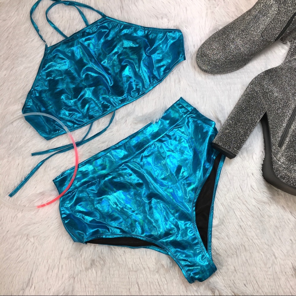 NWOT Nihoe 2 Piece Blue Metallic Suit, sz M
